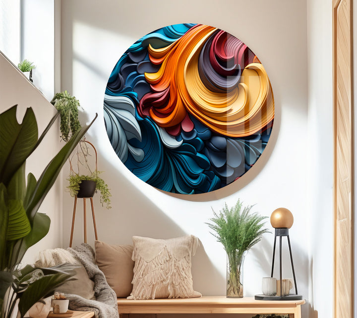 Vibrant Flow Wall Art – Colorful Abstract Glass Print with 3D Texture