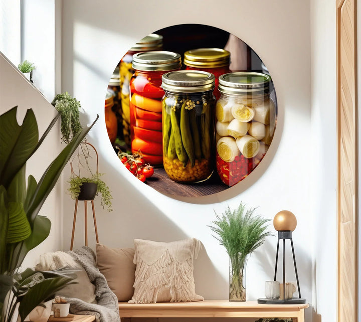 Rustic Kitchen Wall Art – Colorful Pickled Vegetables in Glass Jars Print - MyPhotoStation