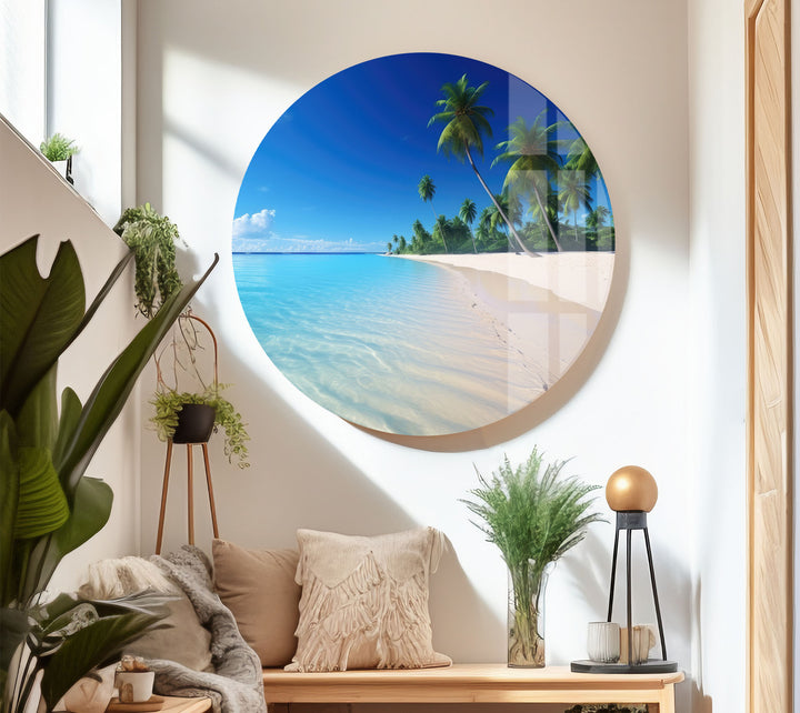 Tropisches Strandparadies Wandkunst – Kristallklares Ozeanglas-Druckdekor