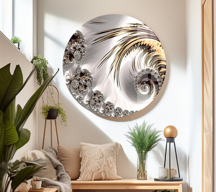 Golden Spiral Fractal Wall Art – Elegant Abstract Glass Print Decor
