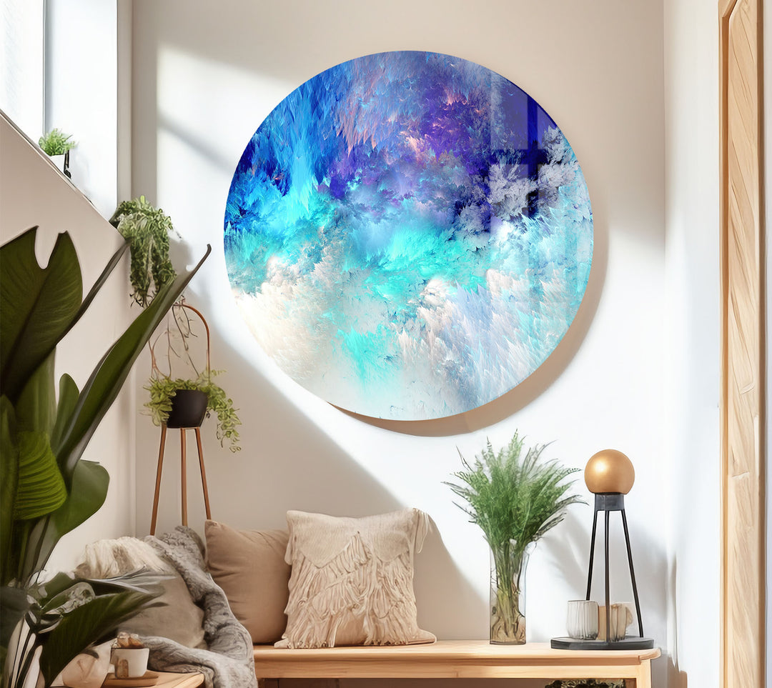 Icy Blue Dream Wall Art – Abstract Frosted Cloud Glass Print