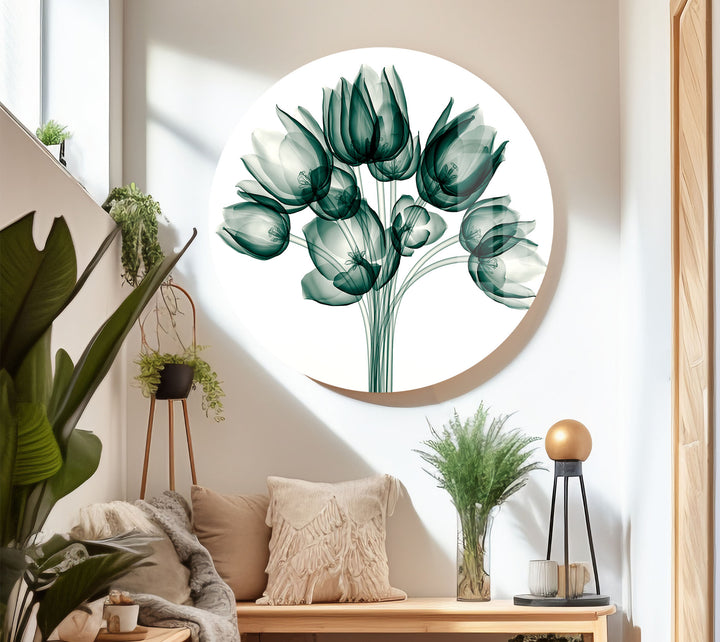 Tulpenblüten-Wandkunst – Eleganter transparenter Blumenglasdruck 