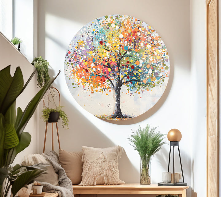 Color Splash Tree Glass Wall Art glass image printing, glass prints from photos
