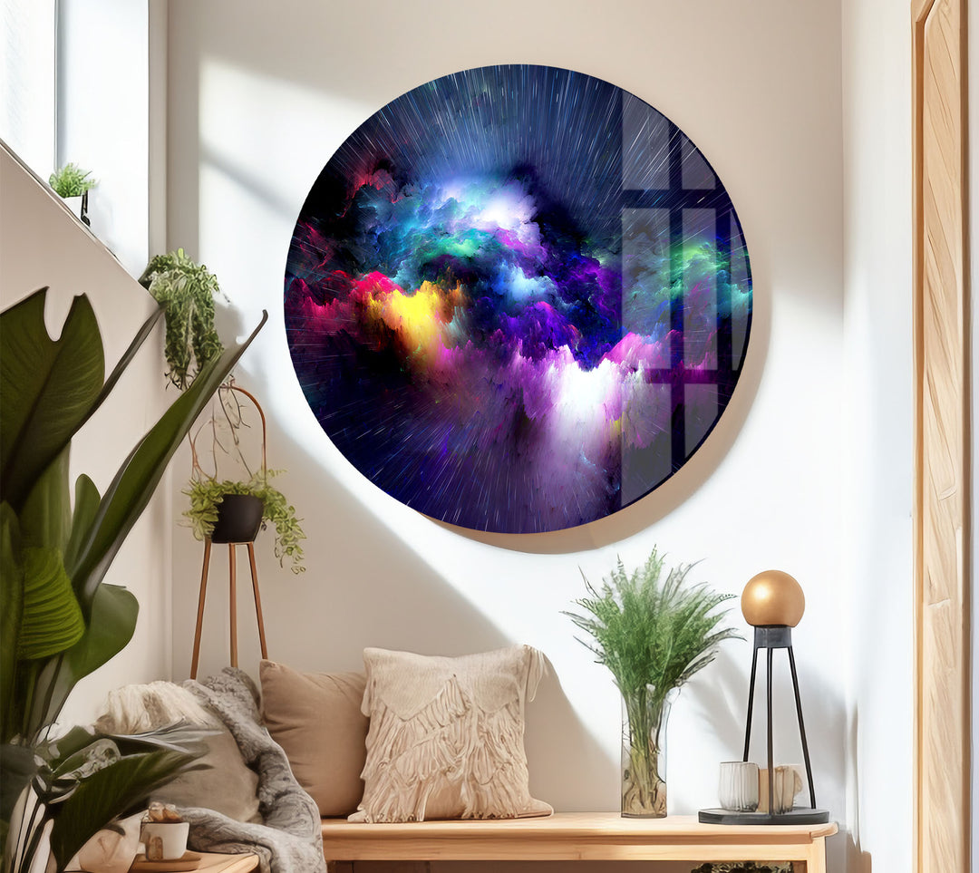 Galaxy Explosion Wandkunst – Lebendiger Weltraumdruck auf Glasdekor 