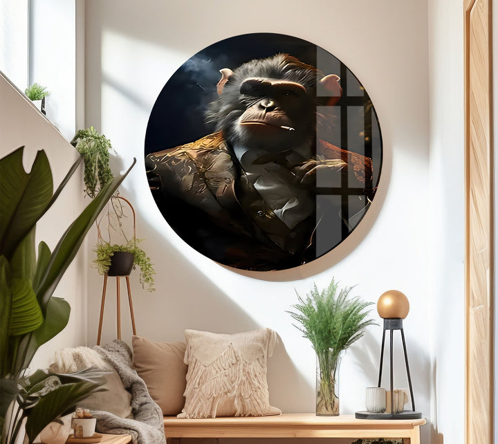 Affe raucht Glas Wandkunst