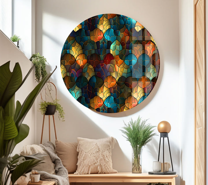 Abstract Stained Glass Wall Art – Colorful Mosaic Glass Design