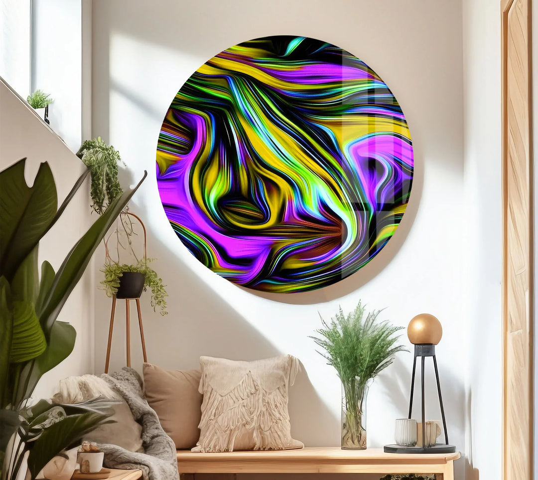 Psychedelic Swirl Glass Wall Art – Vibrant Abstract Pattern for Bold Modern Interiors - MyPhotoStation