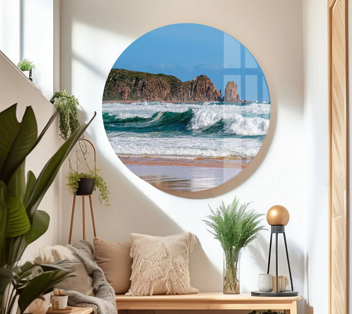 Rocky Coastline Ocean Wave Wall Art – Scenic Beach Glass Print for Nature Lovers - MyPhotoStation