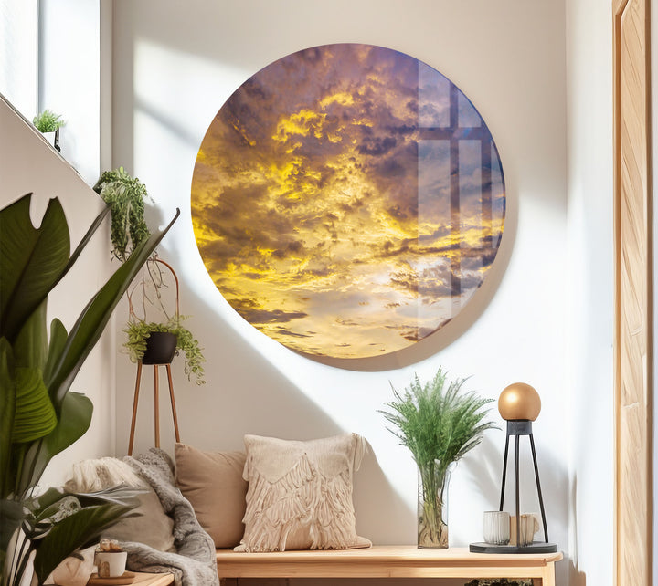 Golden Cloudscape Wall Art – Tranquil Sunset Sky Print for Serene Decor