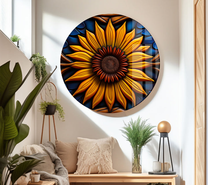 Sunflower Stained Glass Wall Art – Vibrant Floral Decor, Nature-Inspired Design