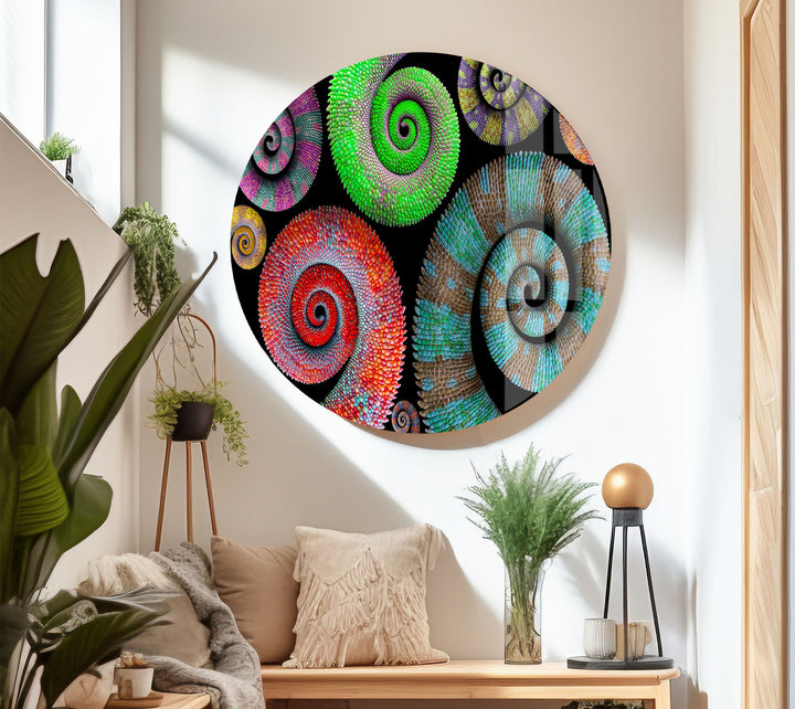 Colorful Spiral Pattern Wall Art – Vibrant Abstract Glass Print Décor