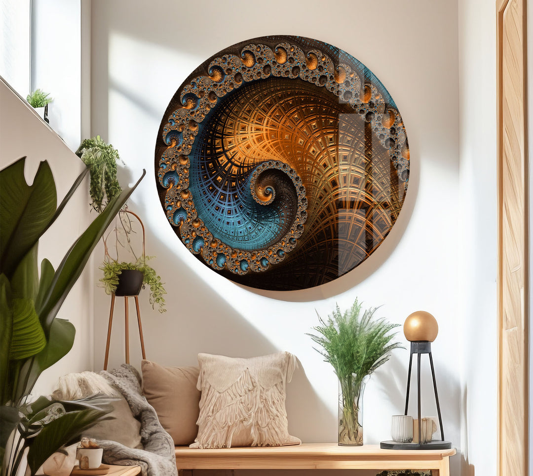 Spiral Fractal Wall Art – Geometric Abstract Glass Print Design