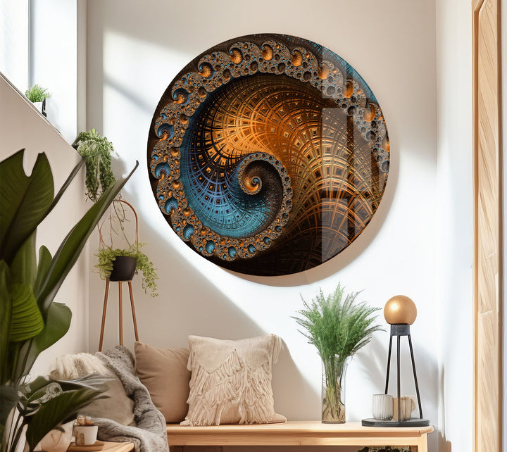 Spiral Fractal Wall Art – Geometric Abstract Glass Print Design