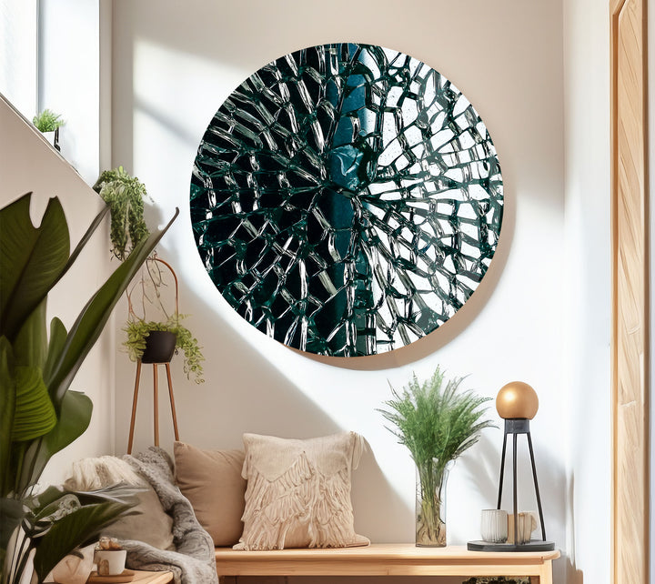 Fractured Glass Pattern Wall Art – Abstract Shattered Effect Glass Print