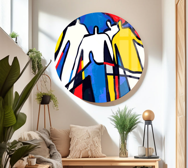 Bold Abstract Figures Wall Art – Colorful Modern People Silhouette Print