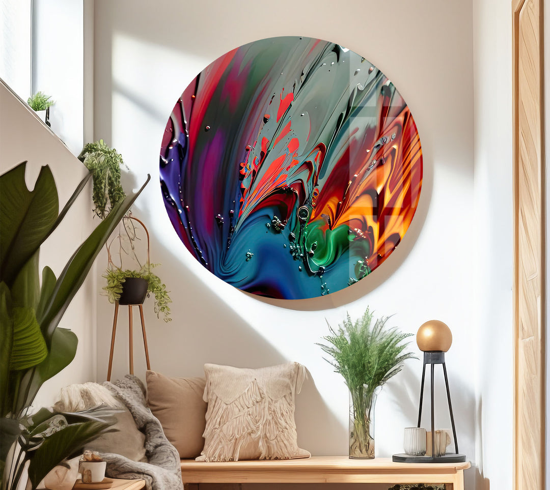 Color Storm Wall Art – Vivid Abstract Splash Glass Print