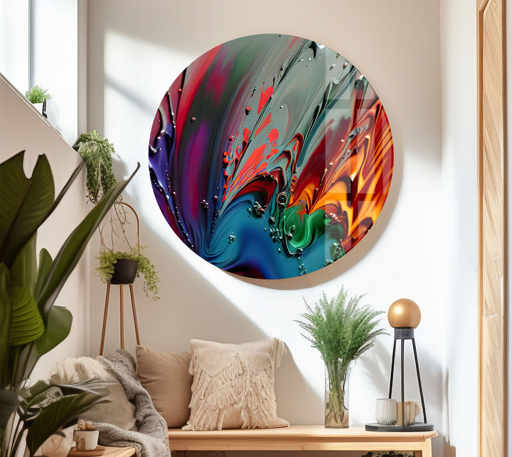 Color Storm Wall Art – Vivid Abstract Splash Glass Print