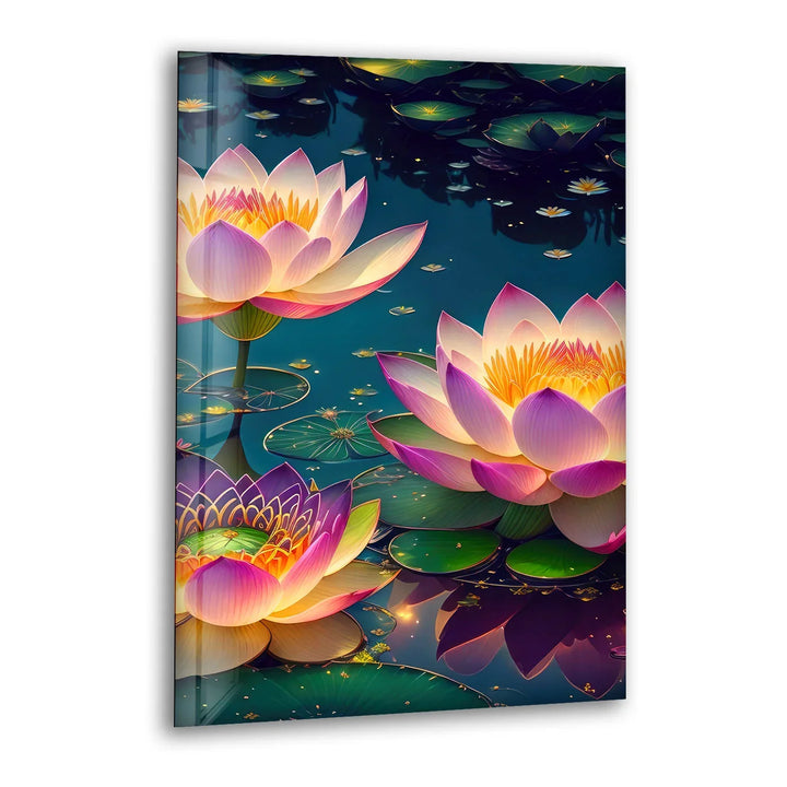 Lotus Flower Wall Art – Serene Water Lily Glass Print, Peaceful Nature Decor for Home & Spa - MyPhotoStation