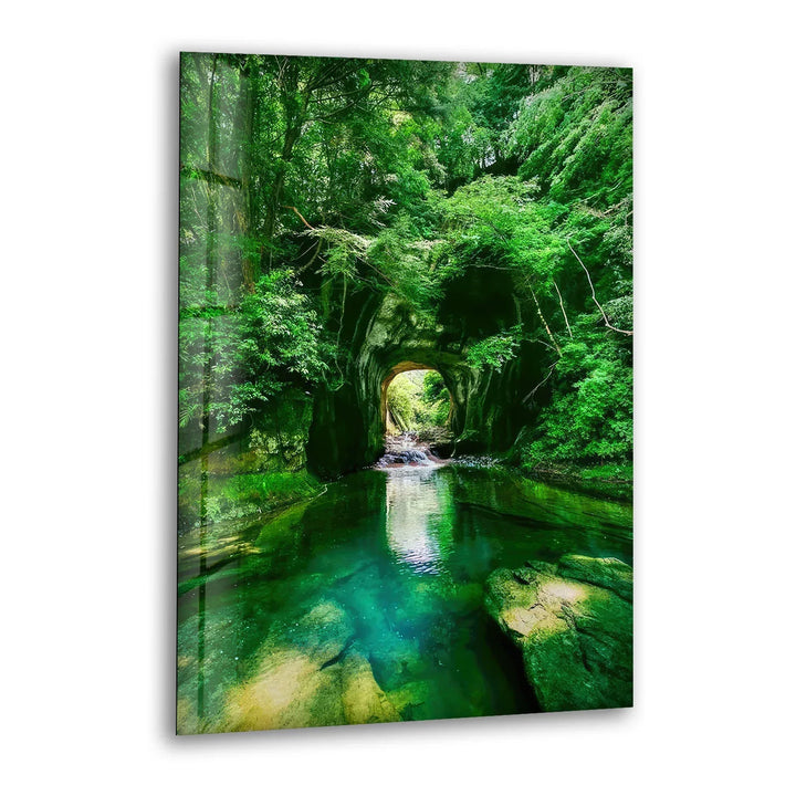 Emerald Forest Tunnel Wall Art – Lush Nature Glass Print for Zen Home Decor - MyPhotoStation