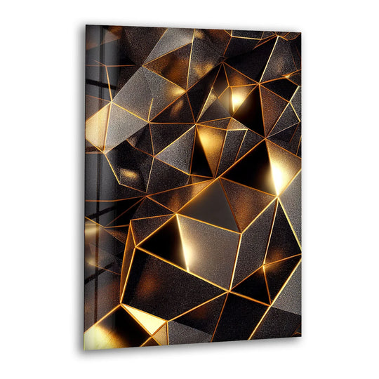 Geometric Gold Prism Wall Art – Luxury 3D Abstract Glass Print - MyPhotoStation