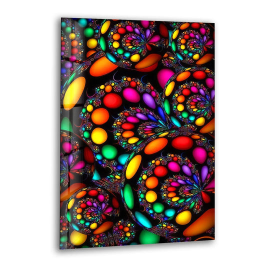 Psychedelic Fractal Wall Art – Vibrant Multicolor Glass Print with Spiral Design for Bold Modern Interiors - MyPhotoStation