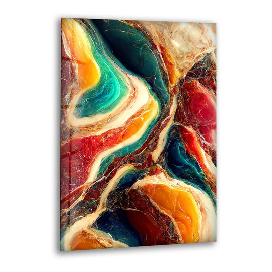 Colorful Marble Abstract Wall Art – Flowing Glass Print with Teal, Orange, and Red Texture for Luxe Modern Interiors - MyPhotoStation