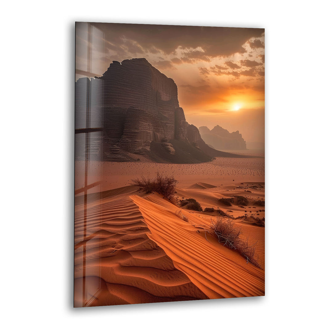 Desert Landscape Glass Wall Art glass art painting, glass art for the Wall
