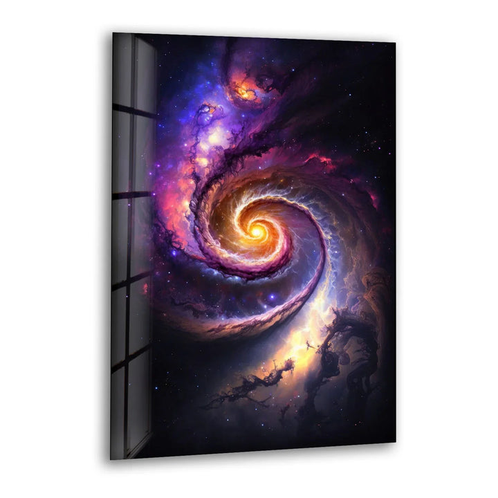 Cosmic Spiral Galaxy Wall Art – Colorful Space Swirl Glass Print for Sci-Fi or Modern Decor - MyPhotoStation