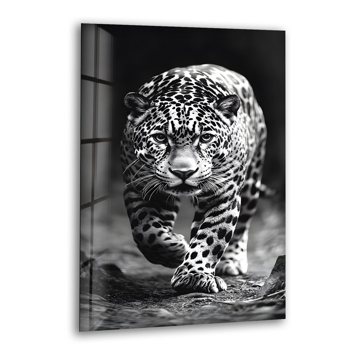 White & Black Leopard Glass Wall Art glass pictures for Wall, glass prints wall art
