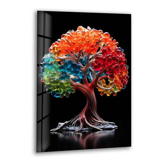 Vibrant Crystal Tree Wall Art – Multicolor Glass Effect Print Decor - MyPhotoStation