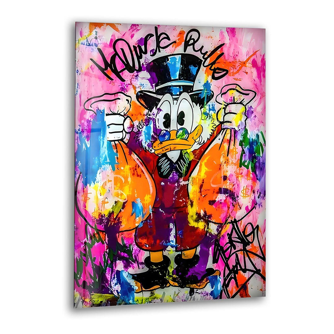 Donald Duck Pop Art Glass Wall Art print picture on glass, Tempered Glass Wall Art

