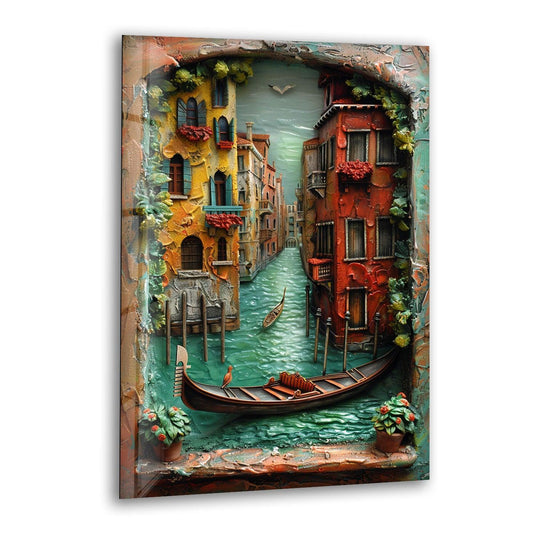 Observed is the transition between colors in this Venice Clay Art Vintage glass wall art, a unique home decor piece.