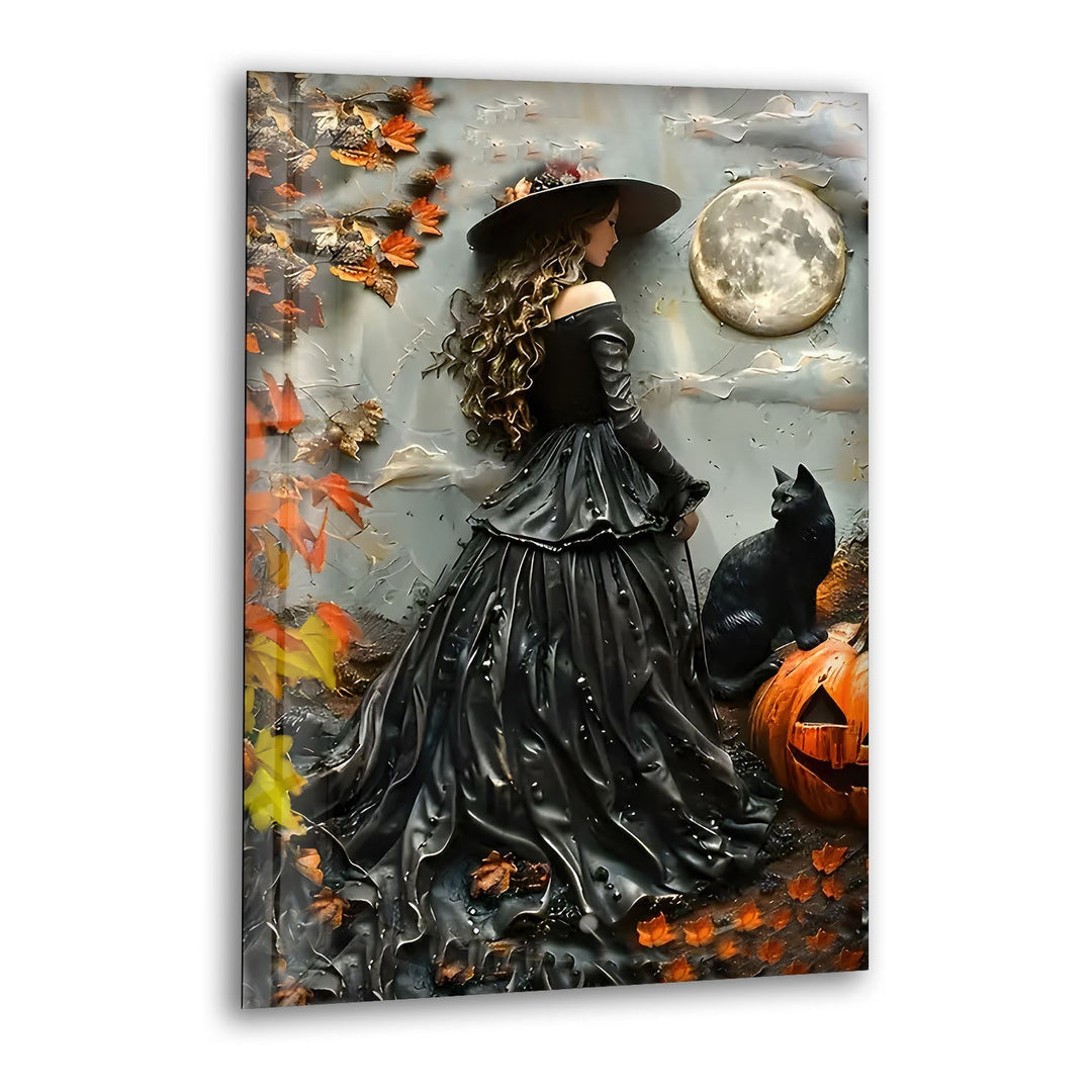 Black Princess & Cat Glass Wall Art Glass Printing Wall Art, Print photos on glass
