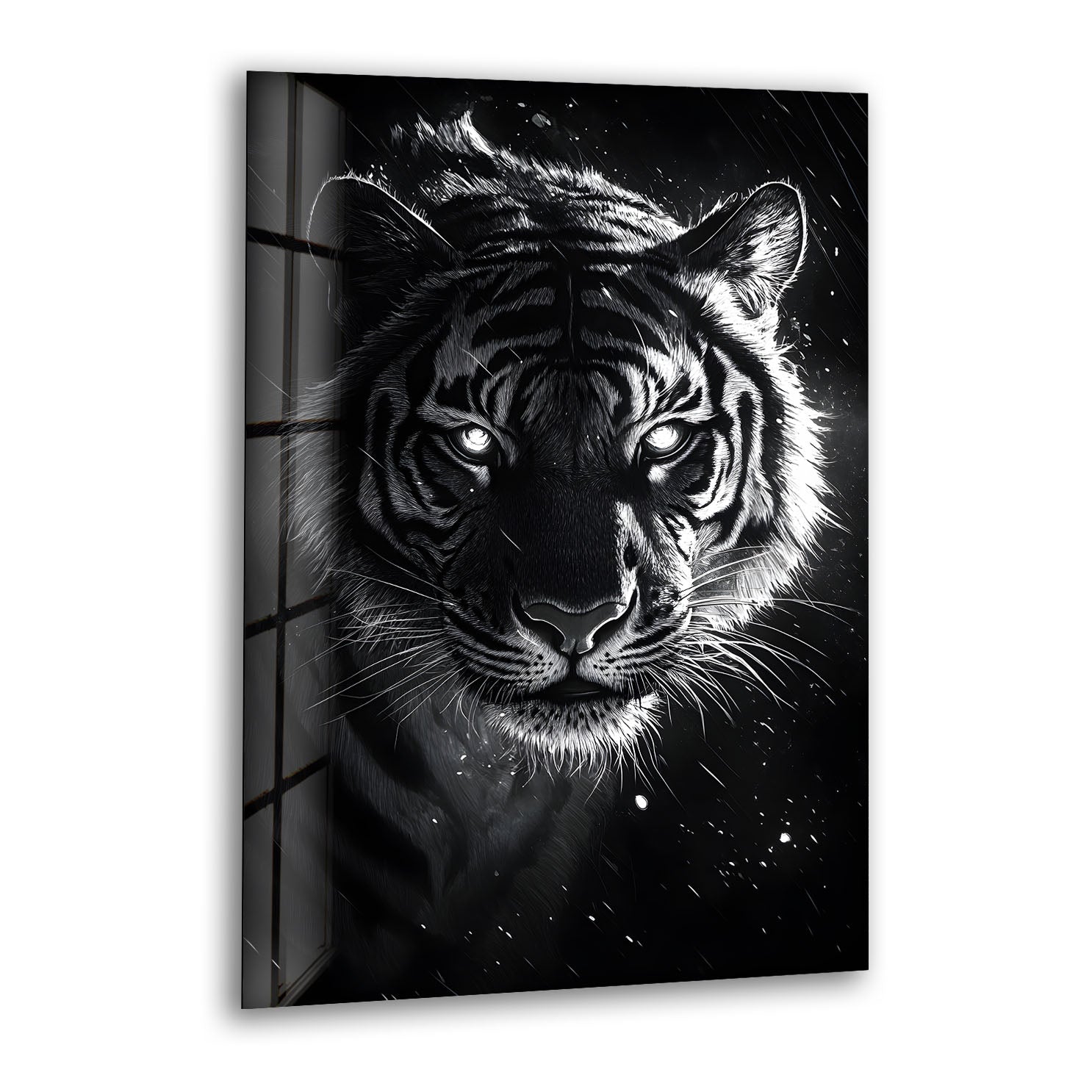 Black Tiger Glass Wall Art glass art painting, glass art for the Wall
