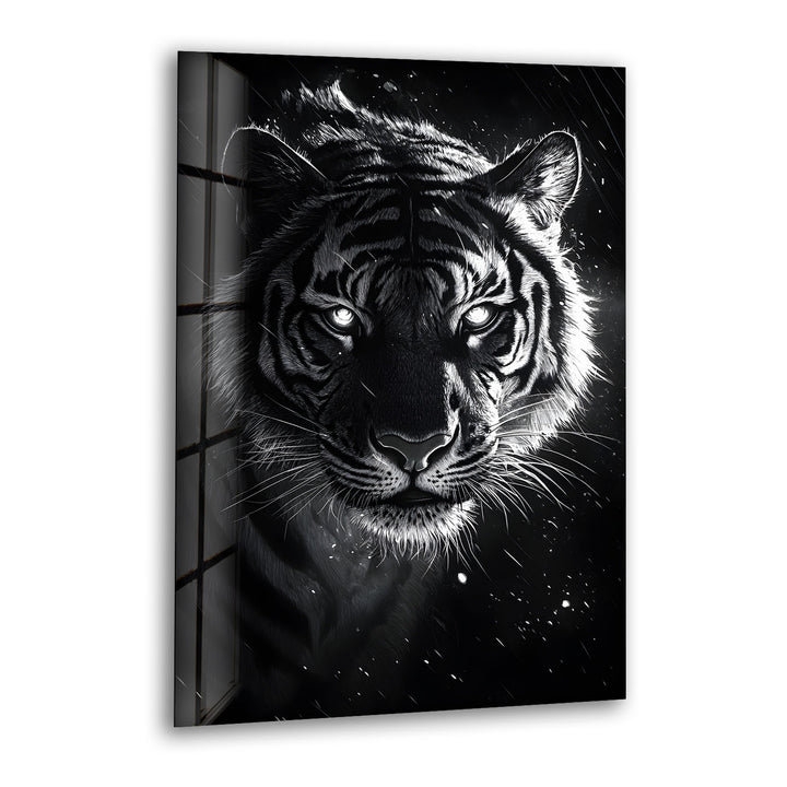 Black Tiger Glass Wall Art glass art painting, glass art for the Wall
