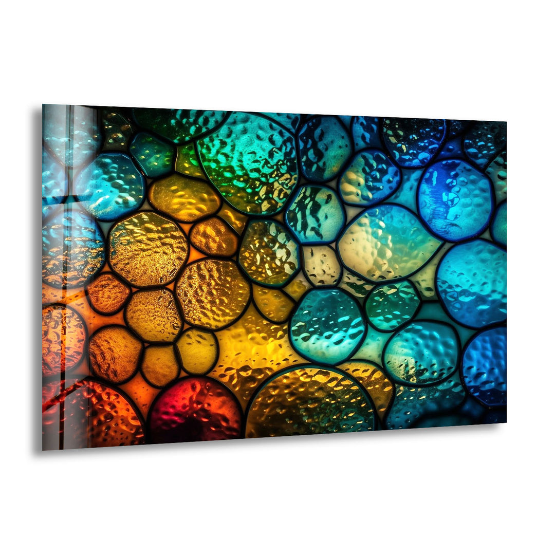 Moderne urbane Skyline-Wandkunst – Lebendiger Stadtbild-Glasdruck 