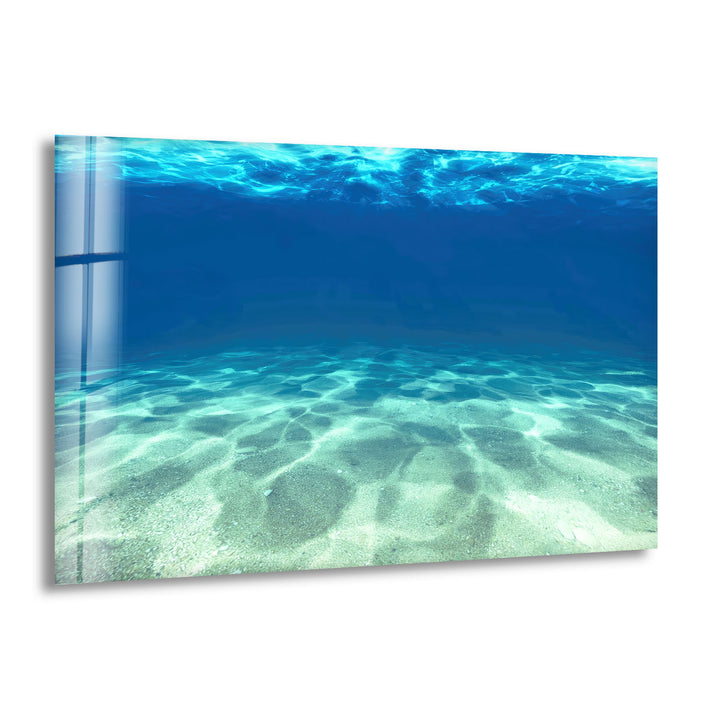 Underwater Ocean Floor Wall Art – Tranquil Blue Sea Glass Print Design