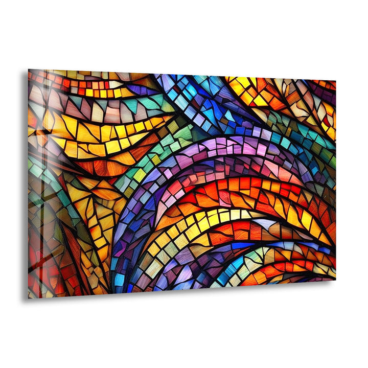 Lebendige Buntglas-Wandkunst – Farbenfrohes abstraktes Mosaik-Design