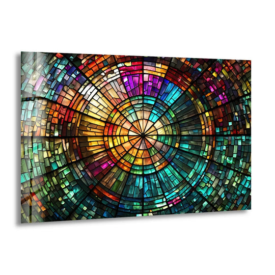 Radiant Mosaic Stained Glass Wall Art – Colorful Circular Window Design - MyPhotoStation