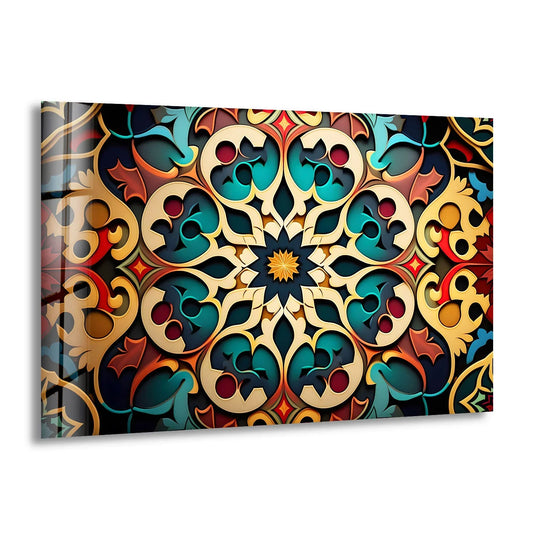 Intricate Mandala Glass Wall Art – Luxurious Geometric Design - MyPhotoStation