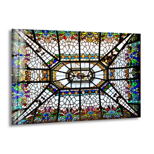 Stained Glass Ceiling Wall Art – Elegant Architectural Glass Design - MyPhotoStation