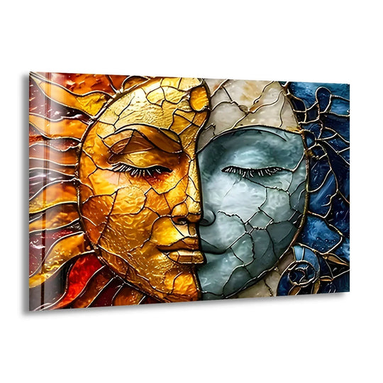 Space Wall Art: Illuminate Your UniverseStained Space Wall Art: Illuminate Your UniverseStained glass wall art sun and moon face design and celestial décor plus unique home interior space wall art