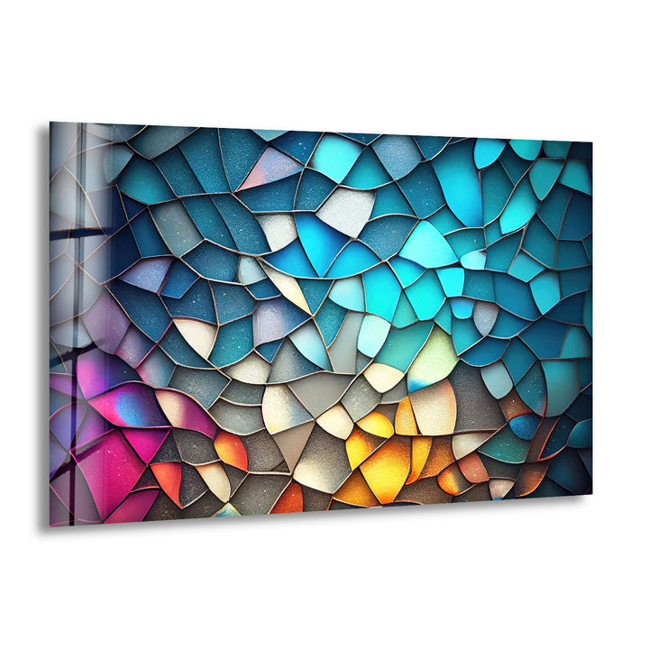 Schimmernde Prisma-Mosaik-Glaswandkunst – Strahlende abstrakte Scherben 