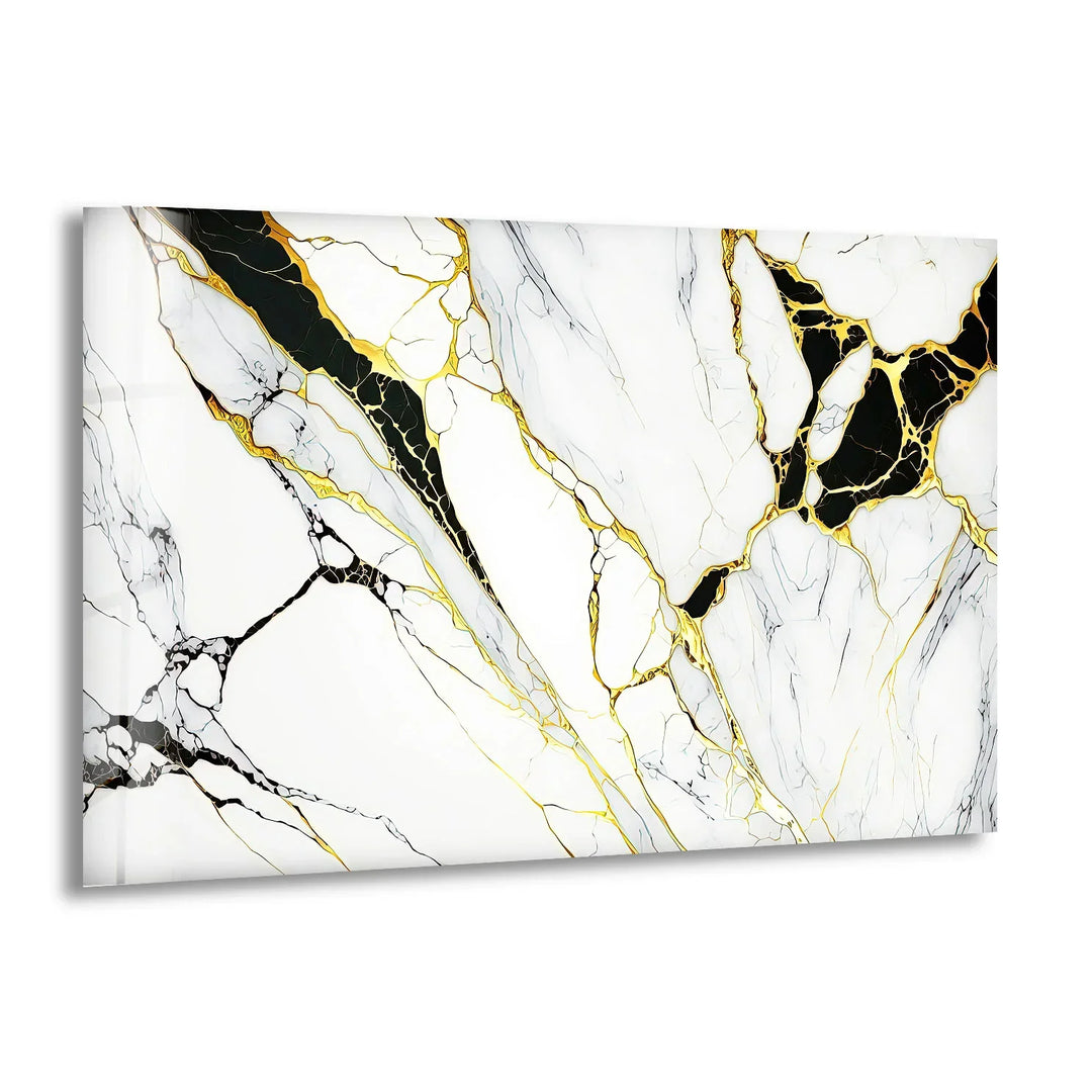 Black and Gold Marble Wall Art – Luxury Abstract Glass Print for Modern Interiors - MyPhotoStation