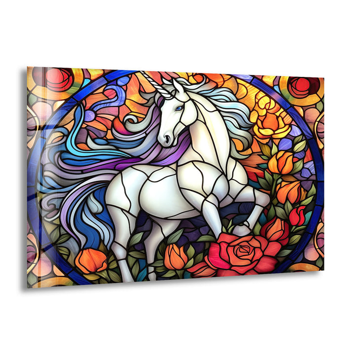 Majestic Unicorn Stained Glass Wall Art – Fantasy-Inspired Home Decor