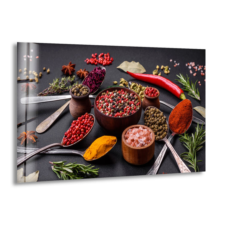 Bunte Gewürzwandkunst – Gourmet-Küchenkräuter- und Gewürzglasdruck