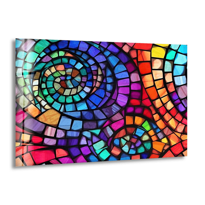 Vibrant Spiral Stained Glass Wall Art – Colorful Mosaic Window Design