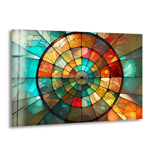 Rustic Mosaic Stained Glass Wall Art – Earthy Circular Window Design - MyPhotoStation