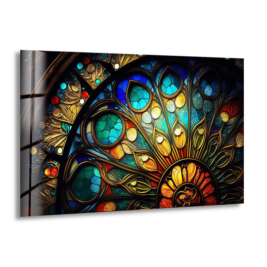 Stained Glass Window Art – Elegant Gothic Rose Window Design - MyPhotoStation