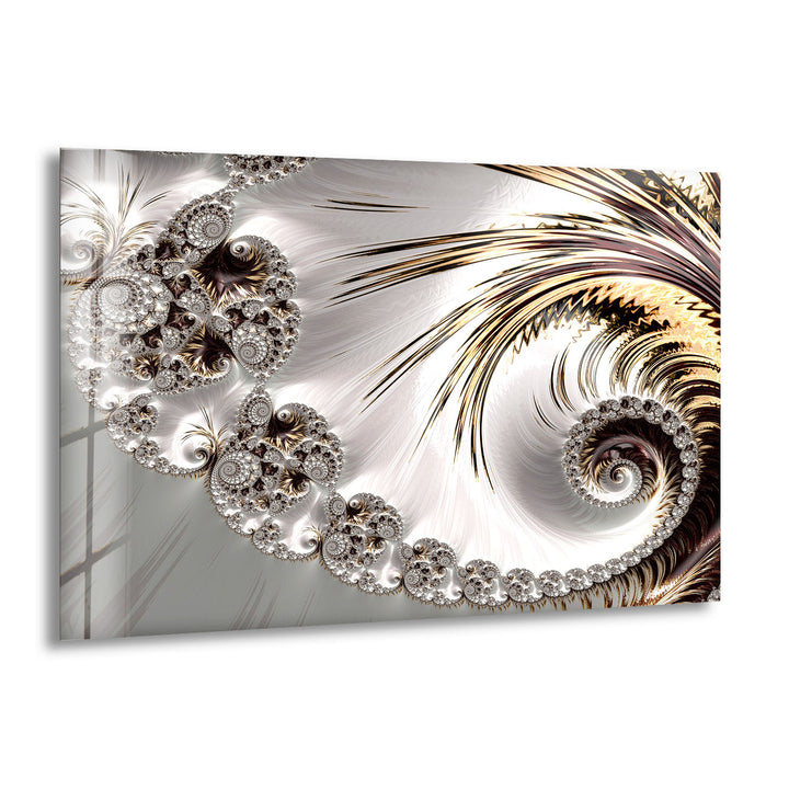 Golden Spiral Fractal Wall Art – Elegant Abstract Glass Print Decor